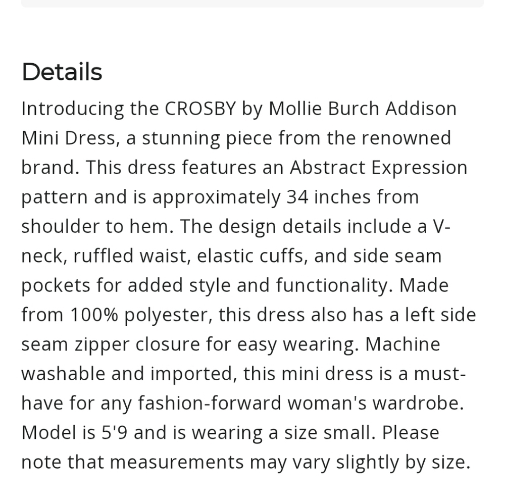 Crosby By Mollie Burch Addison Mini Dress Women's Small - Picture 3 of 11